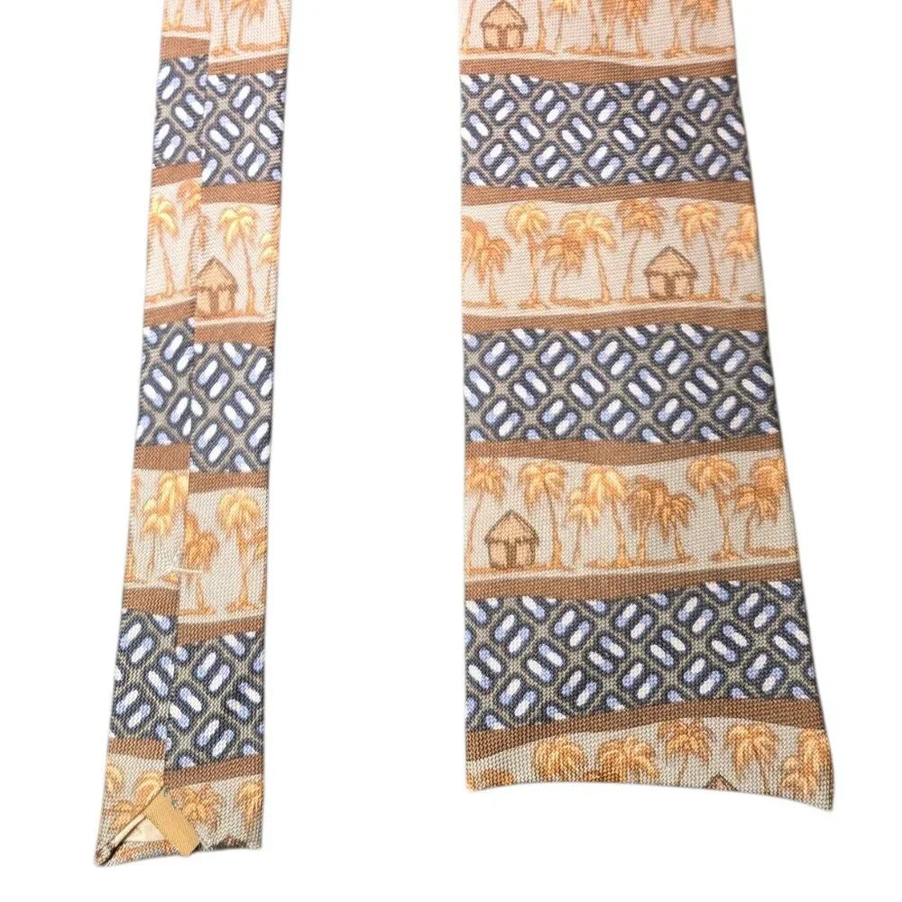 Tommy Bahama 100% Silk Tie Palm Tree Beach Hut Tropical Island Resort Necktie